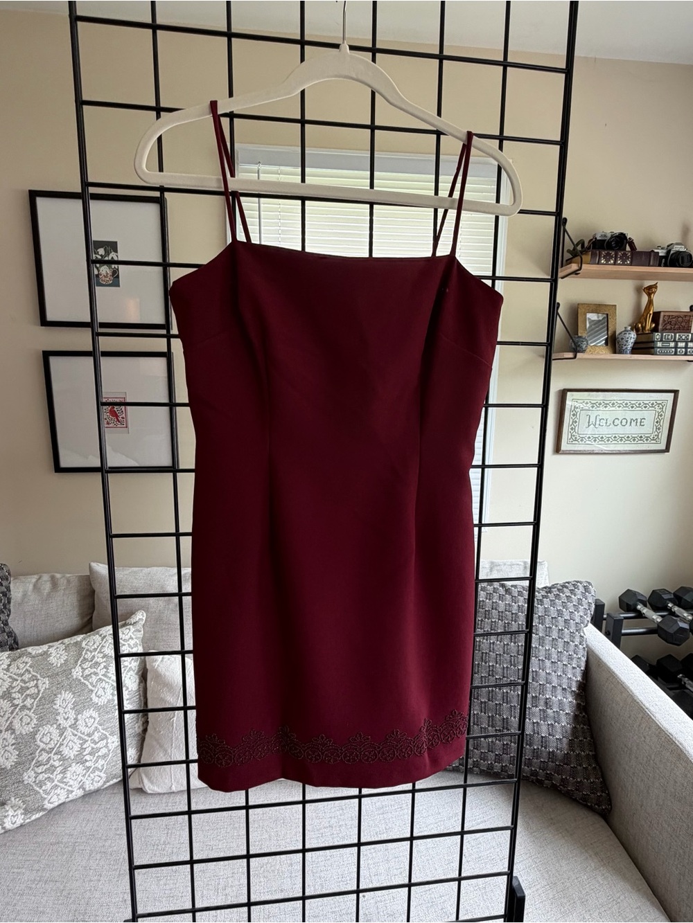 Rampage Burgundy Beaded Mini Dress with Spaghetti Straps | Size 5 | Y2K